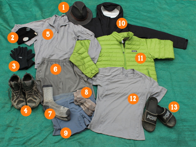 Clothing used on the John Muir Trail