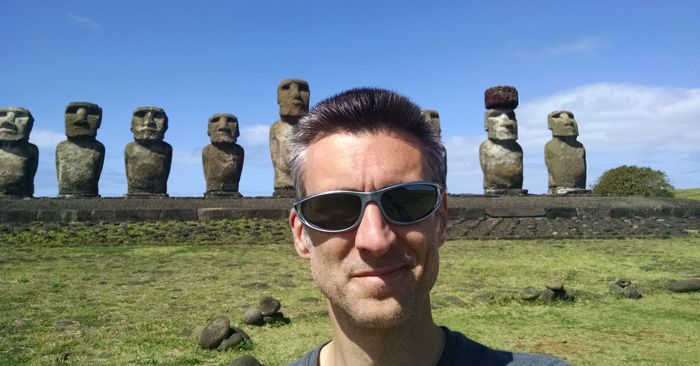 The author at Tongariki on Easter Island