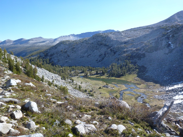 John Muir Trail. Lyell Canyon from the trail to Donahue Pass
